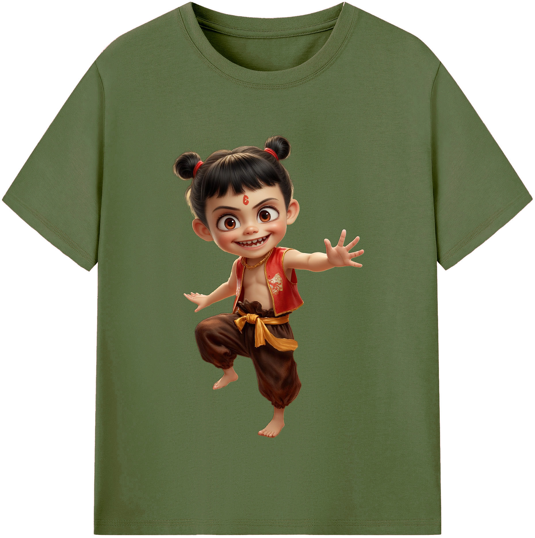 （画像用） Ne Zha 2 ナタ 魔童の大暴れ 綿100％半袖Tシャツ（フロントプリント）